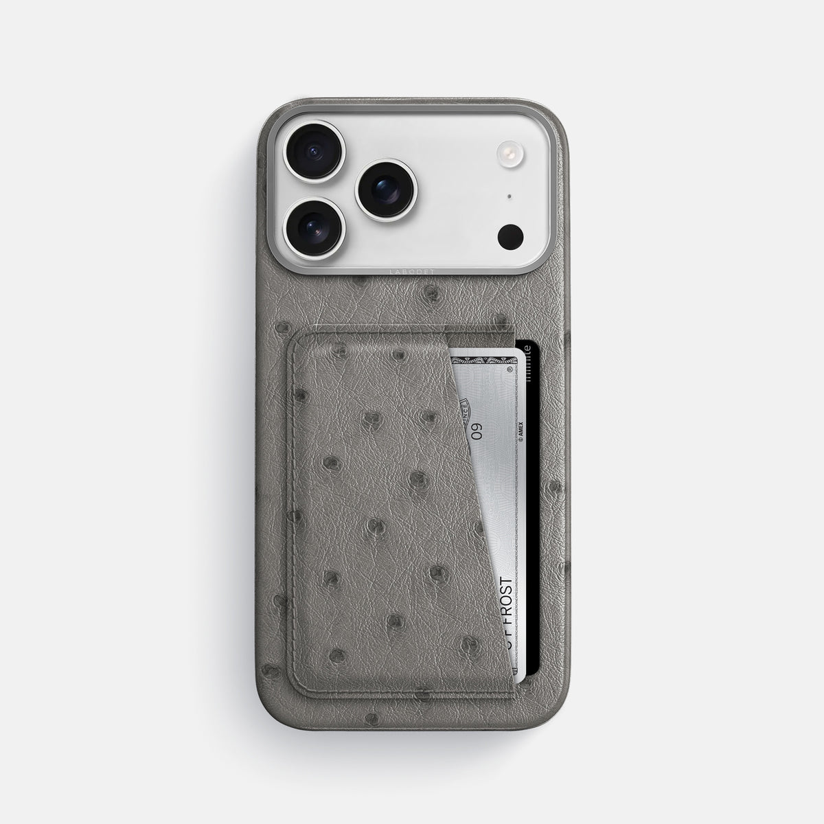 Double Card Case For iPhone 17 Pro Max In Ostrich -1 | Grey-Steel