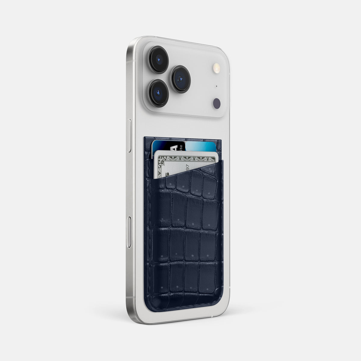 MagSafe Wallet For iPhone 17 Pro Max In Porosus Crocodile -2 | Deep-Blue-Sea