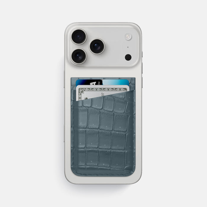 MagSafe Wallet For iPhone 17 Pro Max In Porosus Crocodile -1 | Denim