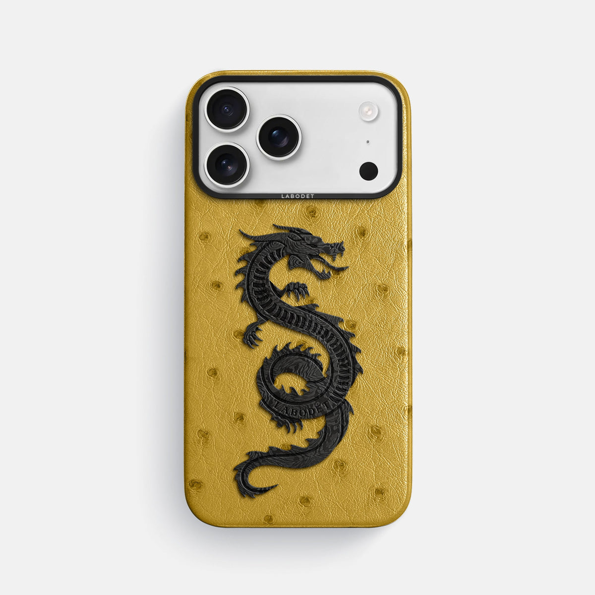 Classic Case With Carbon Dragon For iPhone 18 Pro Max In Ostrich -1 | Gold-Black