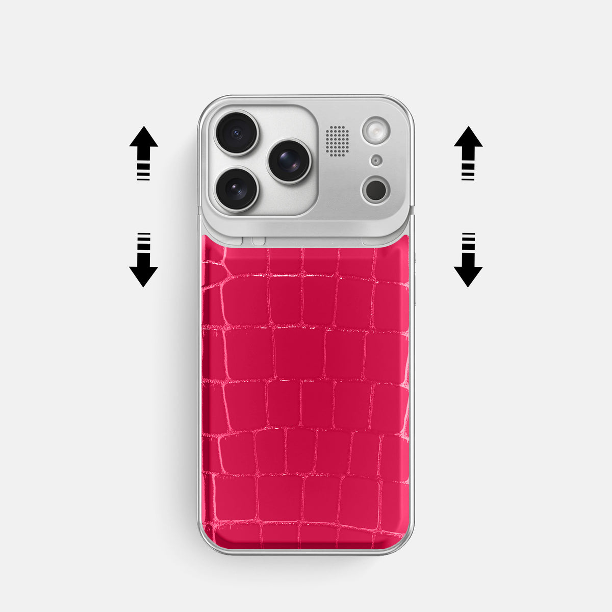 Metal Case For iPhone 17 Pro In Shiny Alligator -2 | Pink-Panther-Steel