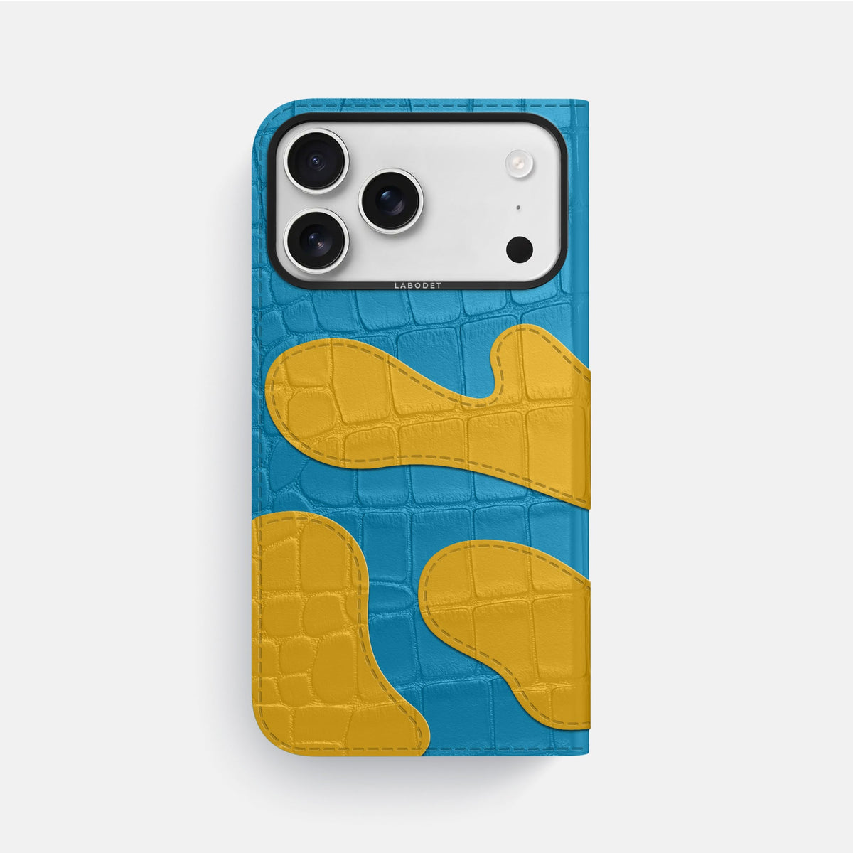 Camouflage Folio For iPhone 18 Pro Max In Alligator -3 | Curaçao-Blue-Black