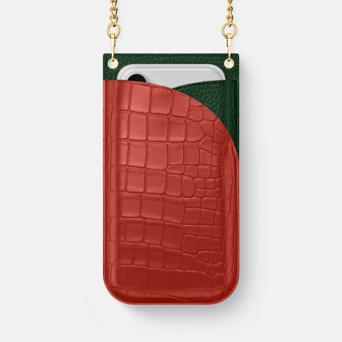 Crossbody Bag For iPhone 17 Pro In Alligator -1 | Red-Gold