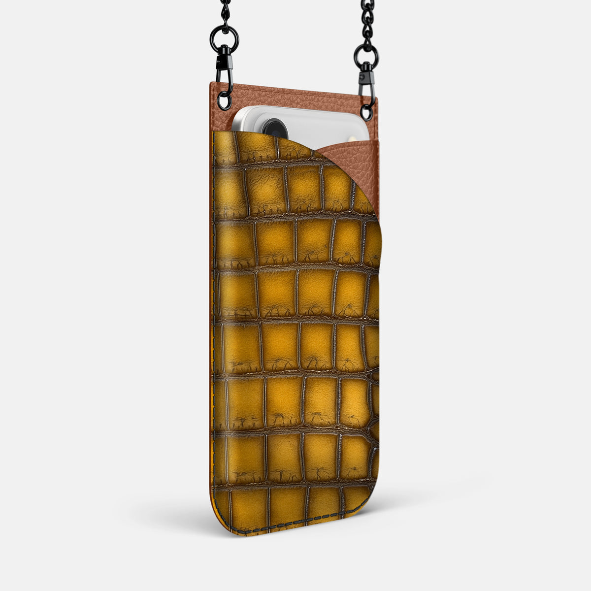 Crossbody Bag For iPhone 17 Air In Patina Alligator -2 | Sydney-Black