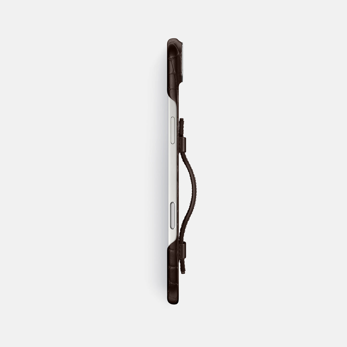 Handle Case For iPhone 17 Air In Alligator -3 | Dark-Brown-Steel