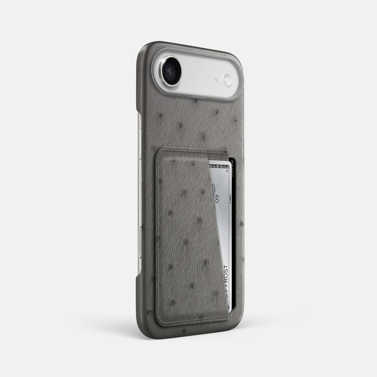 Double Card Case For iPhone 17 Air In Ostrich -2 | Grey-Steel