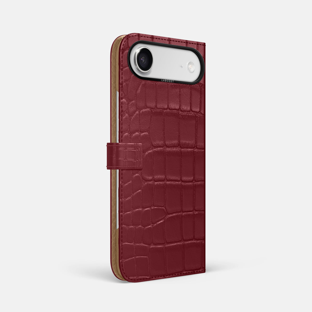Folio Case with Clasp For iPhone 17 Air In Alligator -1 | Burgundy-Black