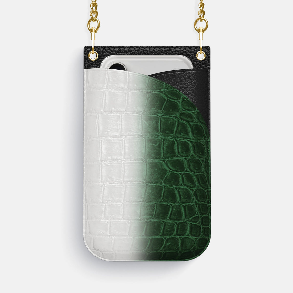 Crossbody Bag For iPhone 18 Pro Max In Himalayan Crocodile -1 | Green-Gold