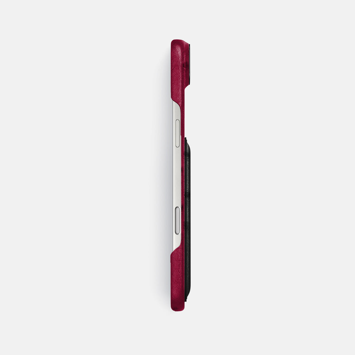 Double Card Case Coloré For iPhone 17 Air In Ostrich -3 | Bordeaux-Black
