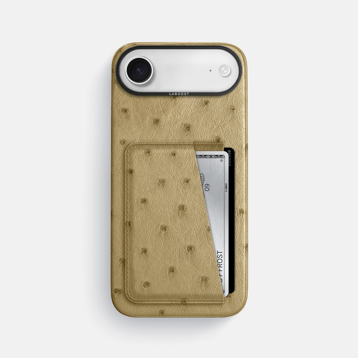 Double Card Case For iPhone 17 Air In Ostrich -1 | Desert-Sand-Black