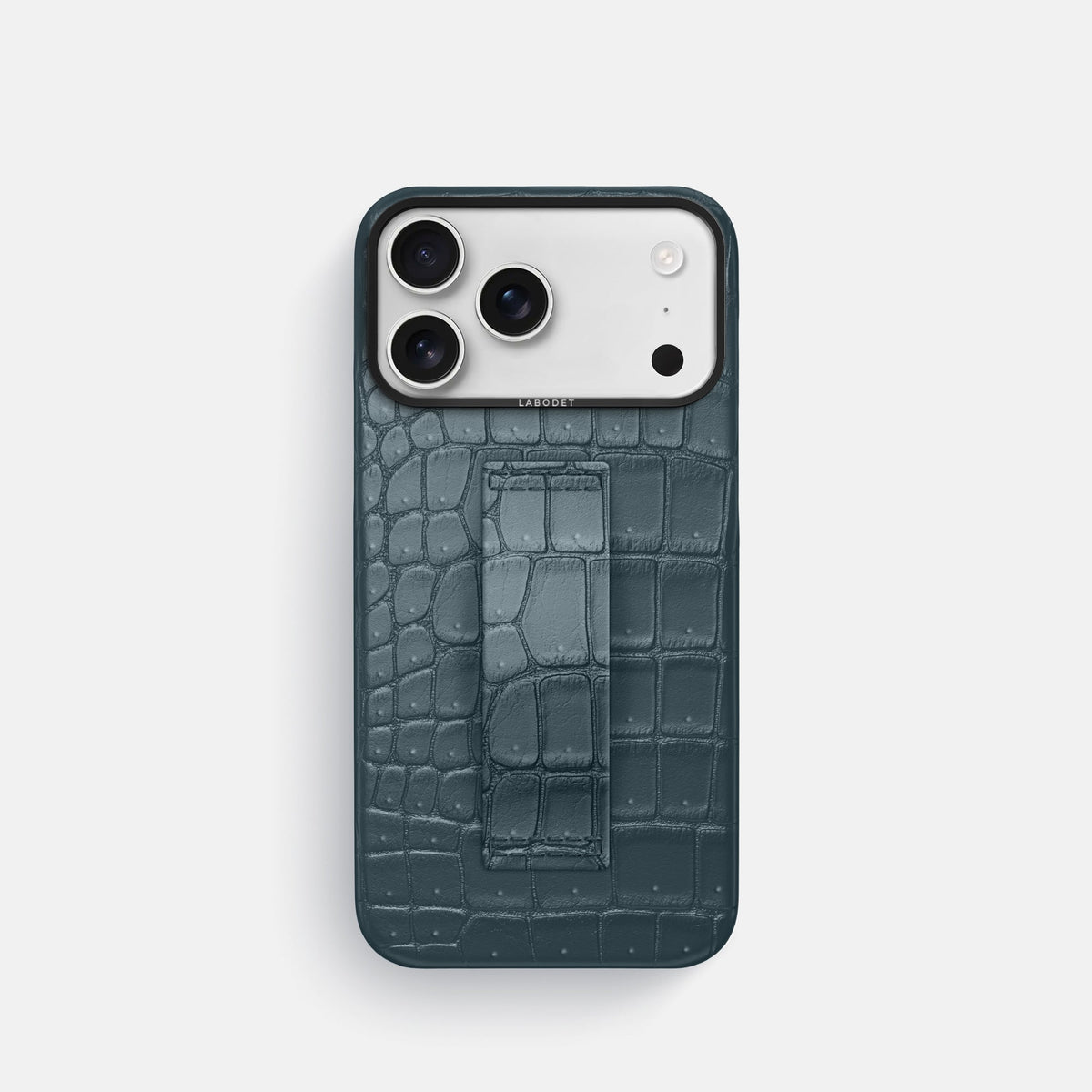 Finger Case For iPhone 18 Pro In Porosus Crocodile -1 | Denim-Black