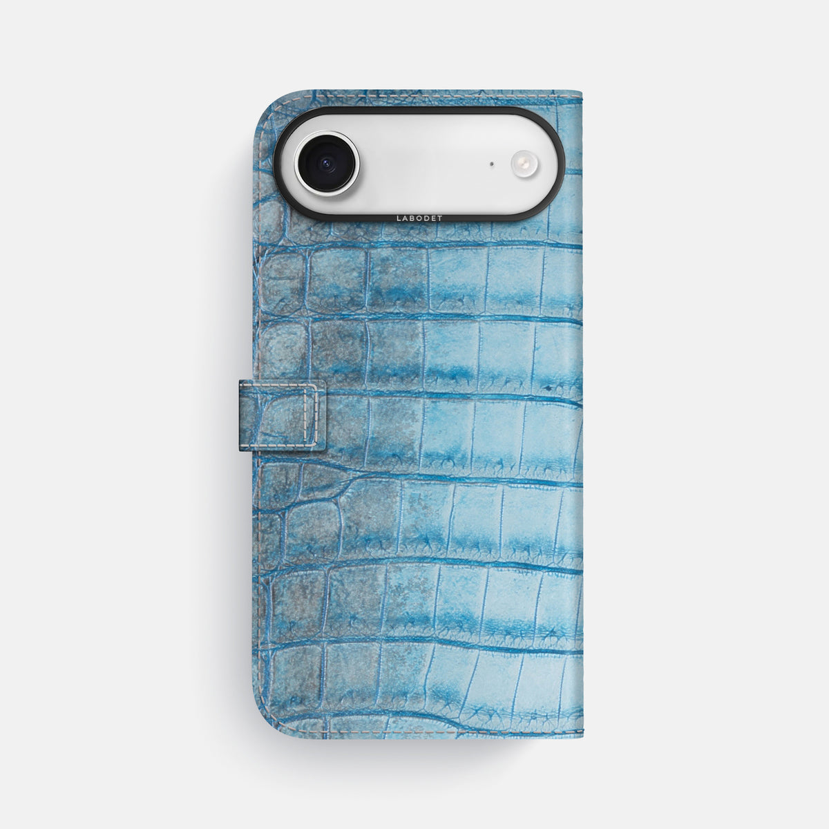 Folio Case with Clasp For iPhone 17 Air In Himalayan Crocodile -3 | Ice-Blue-Black