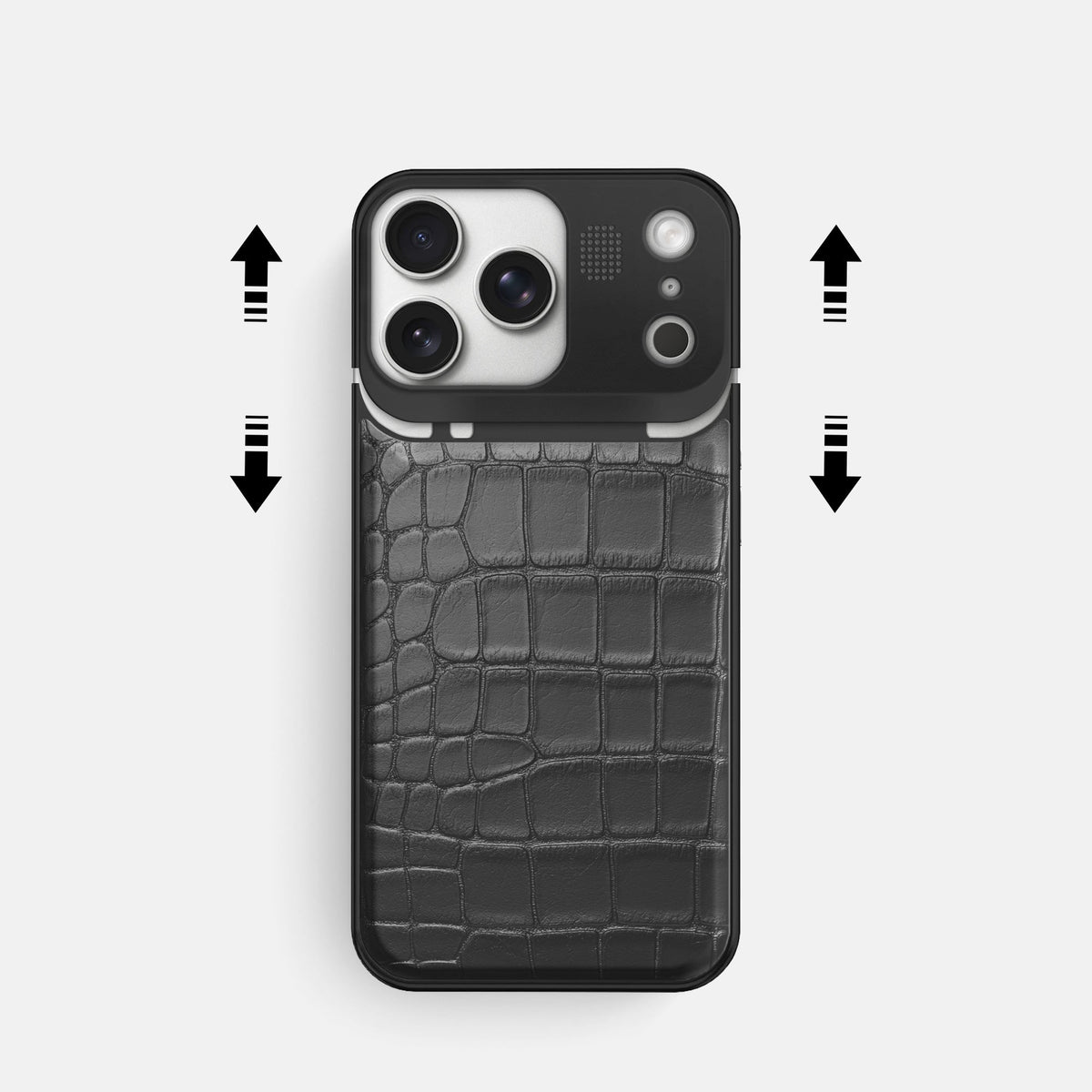 Metal Case For iPhone 18 Pro In Alligator -2 | Grey-Black