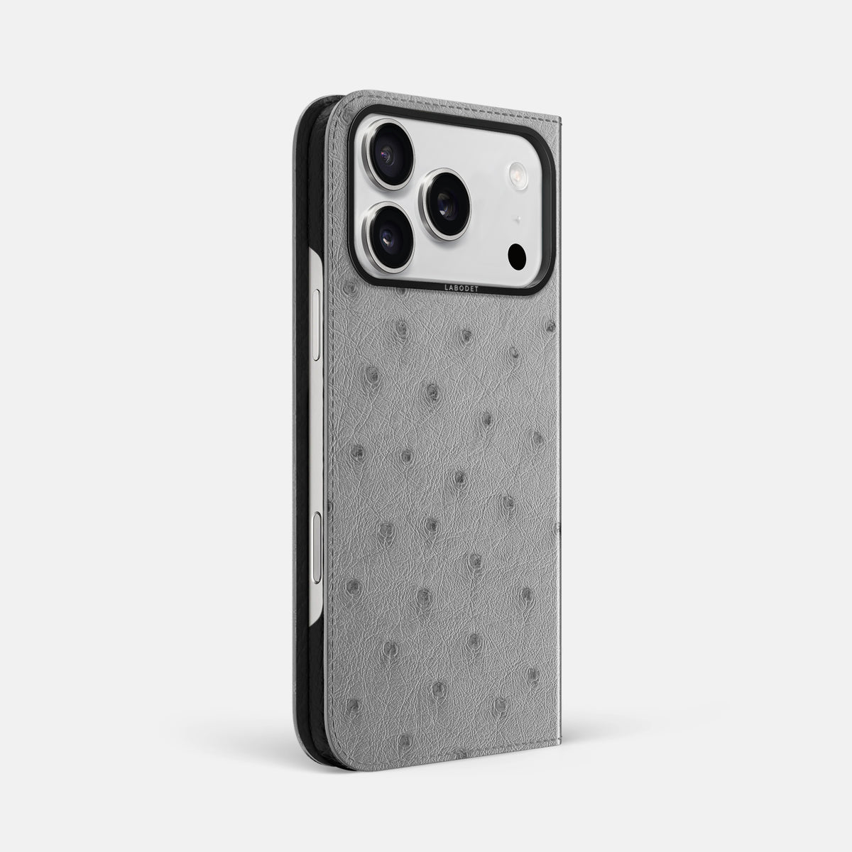 Folio Case For iPhone 17 Pro Max In Ostrich -1 | Silver-Black