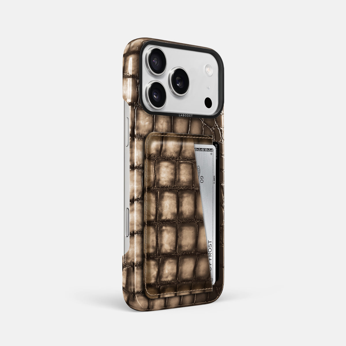 Double Card Case For iPhone 17 Pro Max In Patina Alligator -2 | Etoupe-Black