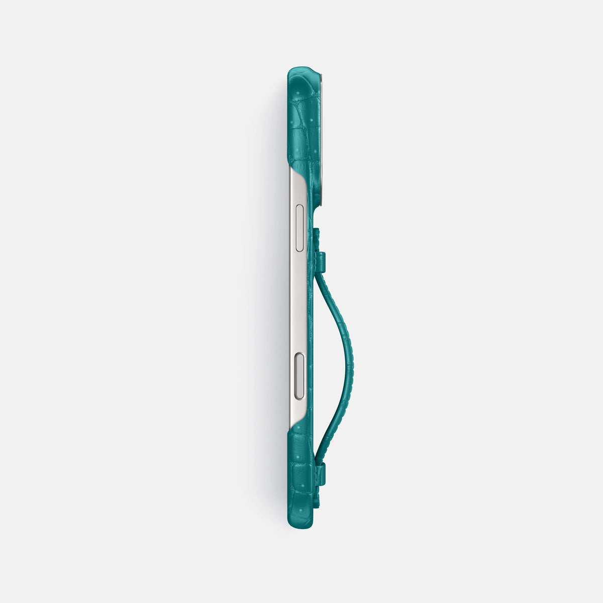 Center Handle For iPhone 17 Pro Max In Porosus Crocodile -2 | Celadon-Steel