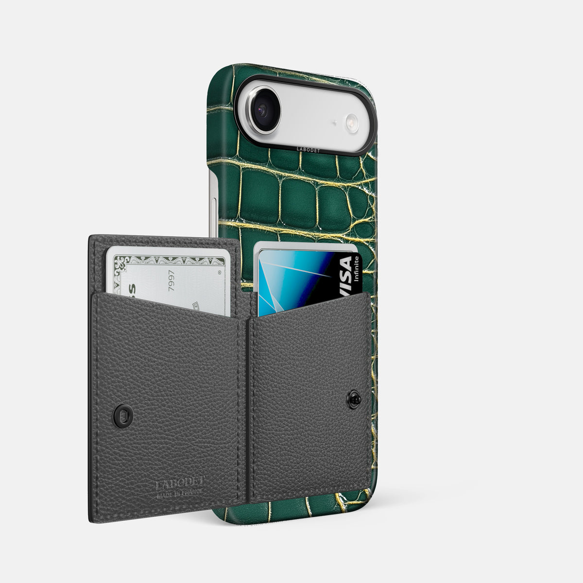 Bi-Fold Case For iPhone 17 Air In Patina Alligator -2 | Cambridge-Black