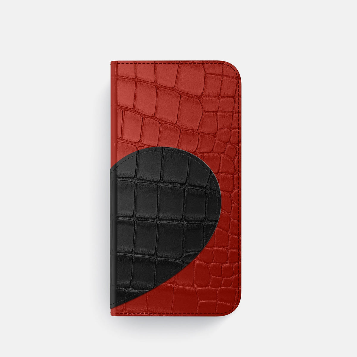 Folio Case With Heart For iPhone 18 Pro In Alligator -4 | Red-Black