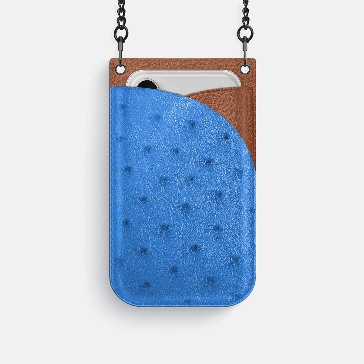 Crossbody Bag For iPhone 18 Pro In Ostrich -1 | Royal-Blue-Black