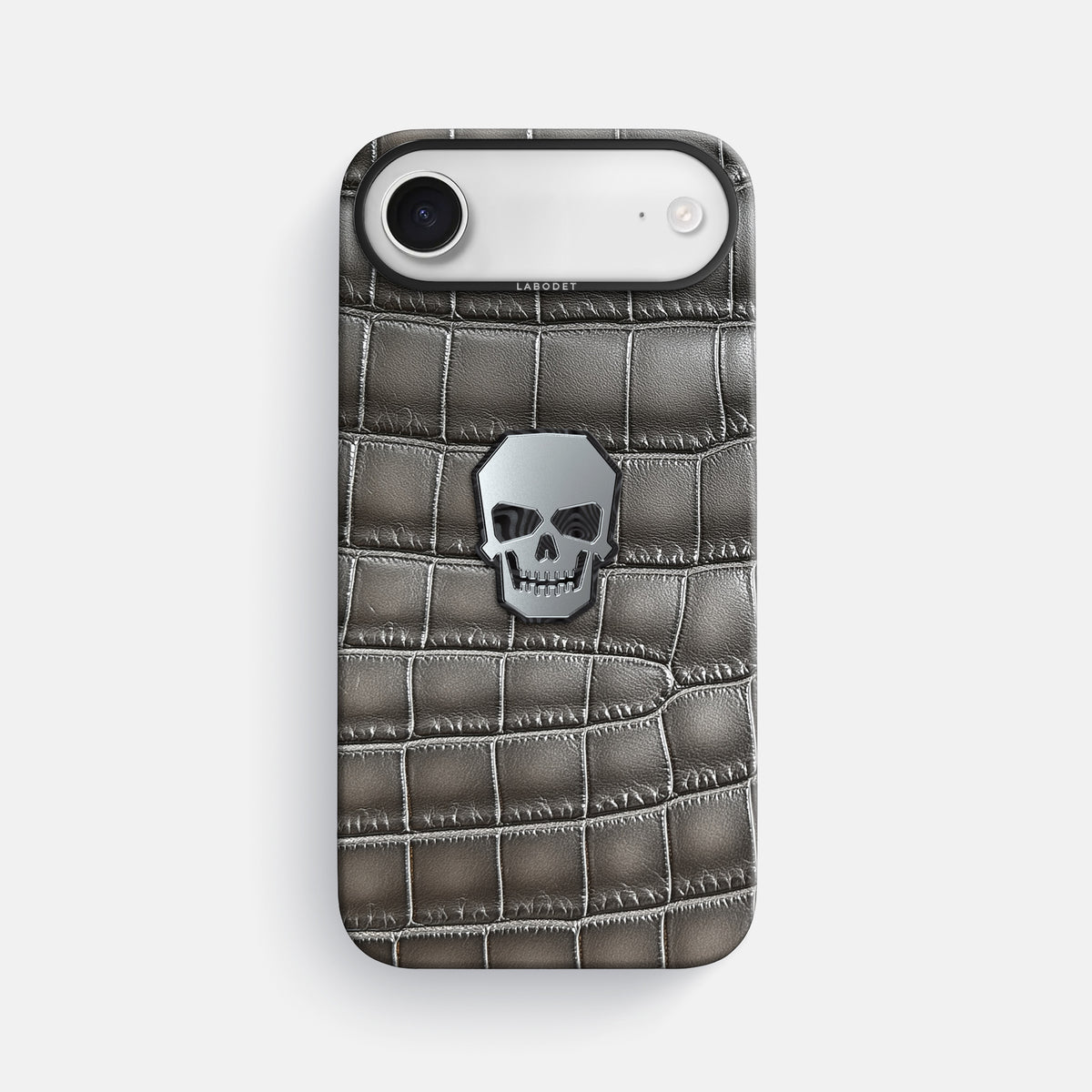 Classic Case With Titanium Skull For iPhone 17 Air In Patina Alligator -1 | Grey-Black