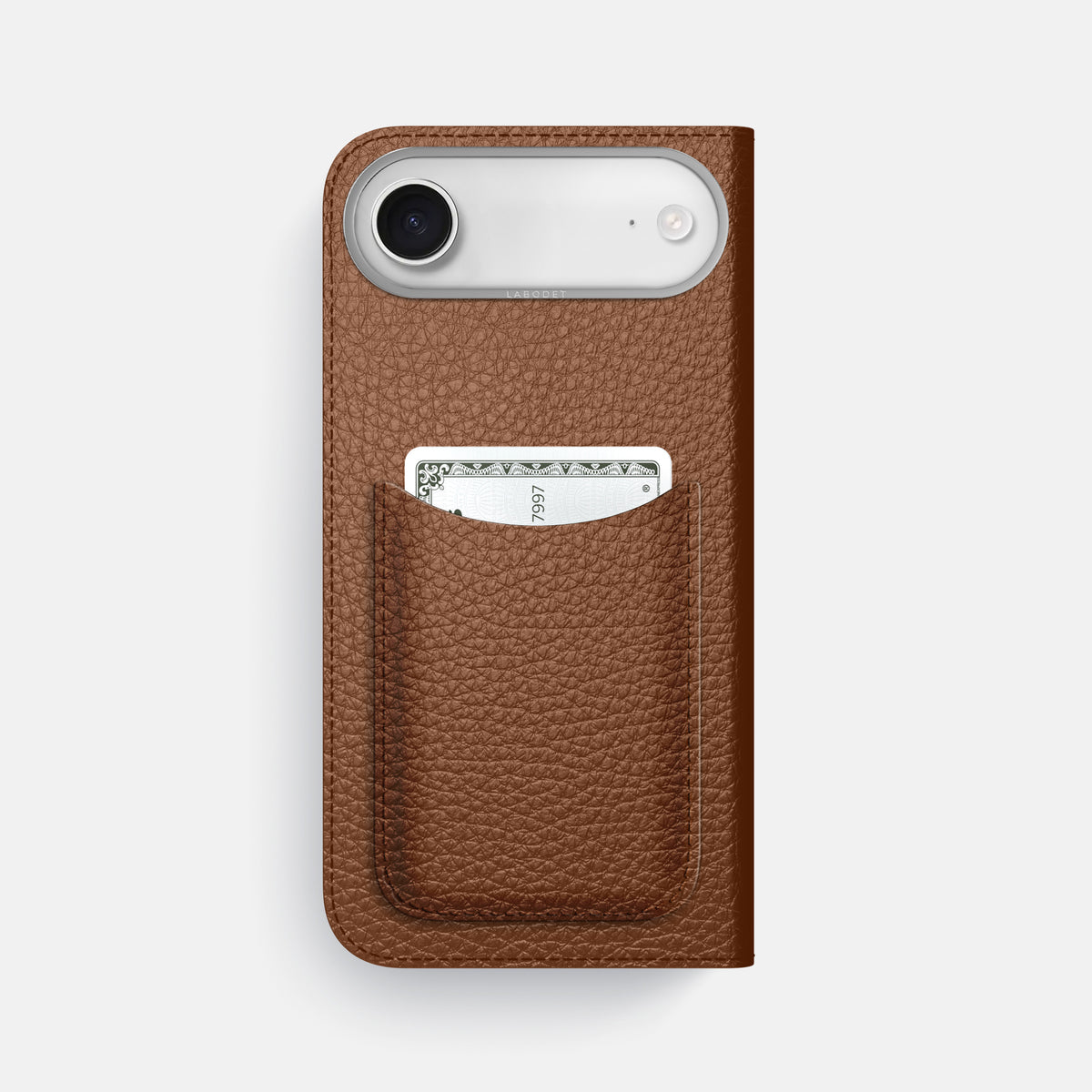Folio Case with Card For iPhone 17 Air In Calf -3 | Caramel-Steel