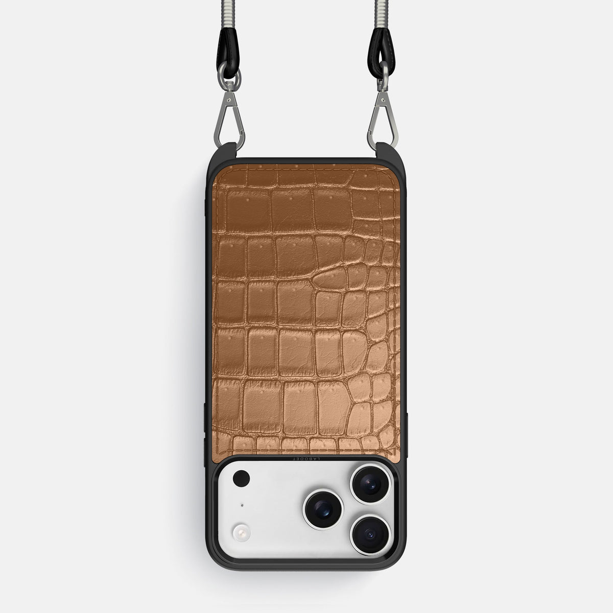 Crossbody Sport Case For iPhone 18 Pro In Porosus Crocodile -1 | Milk-Chocolate