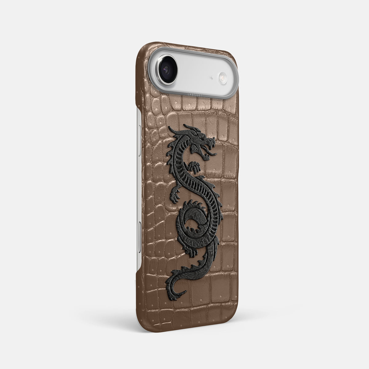 Classic Case With Carbon Dragon For iPhone 17 Air In Porosus Crocodile -2 | Fur-Brown-Steel
