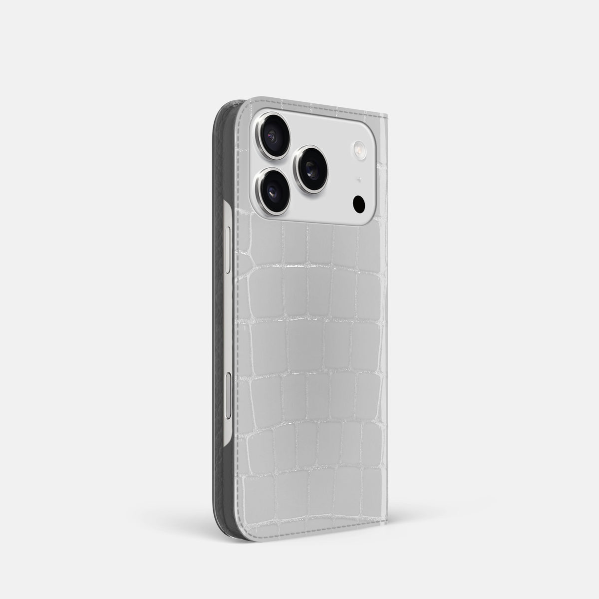 Folio Slim Case For iPhone 17 Pro In Shiny Alligator -1 | White