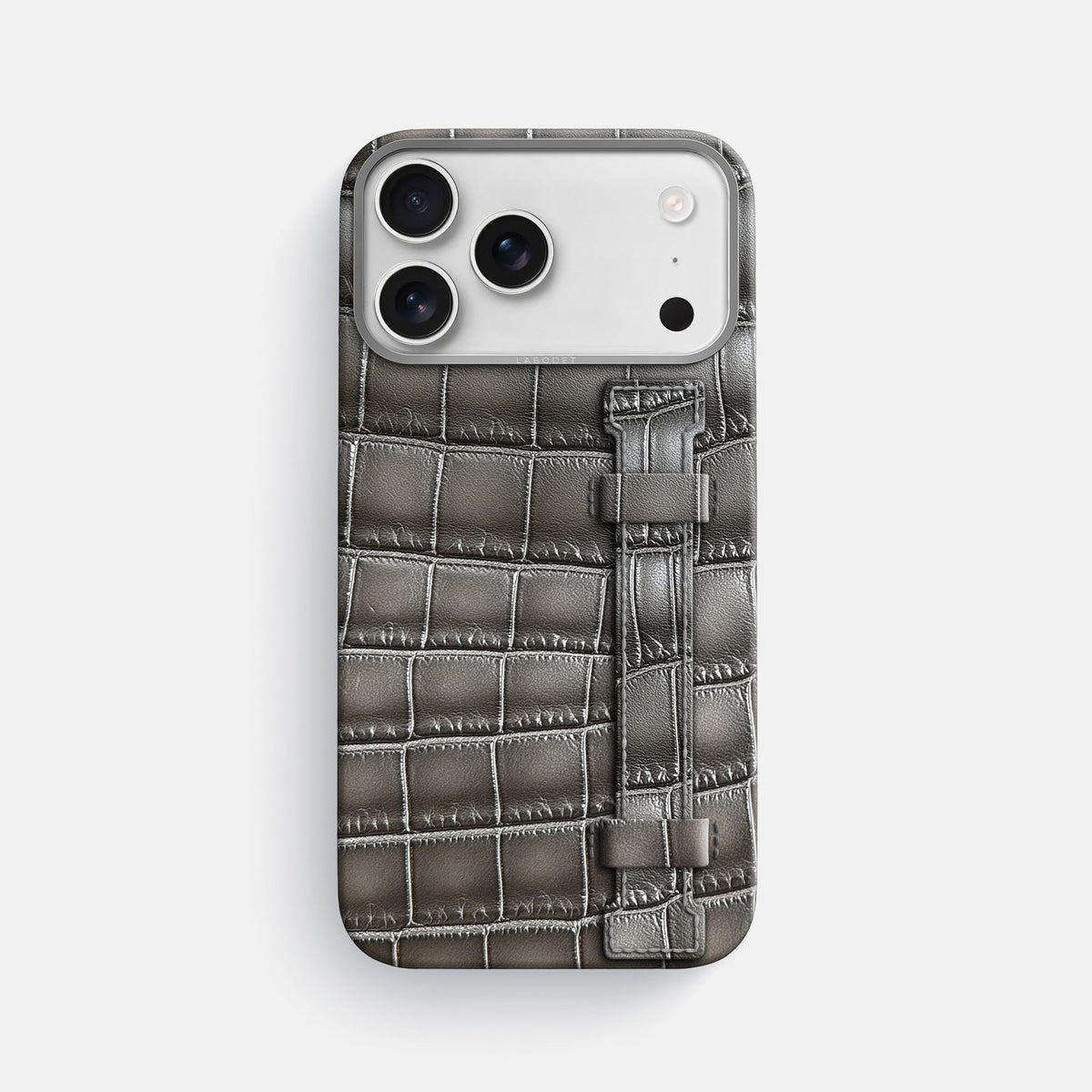 Handle Case For iPhone 18 Pro Max In Patina Alligator -1 | Grey-Steel
