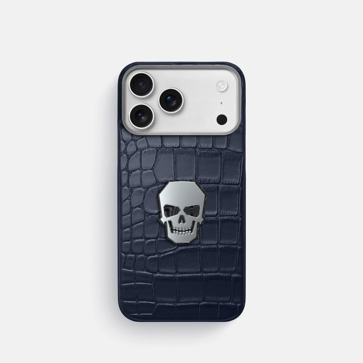 Classic Case With Titanium Skull For iPhone 18 Pro In Alligator -1 | Navy-Blue-Steel