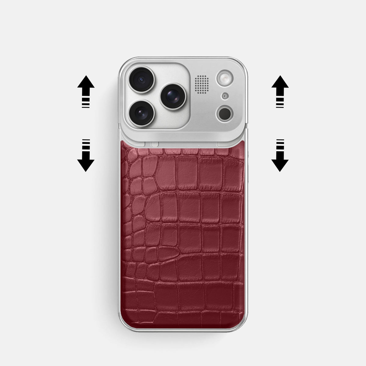 Metal Case For iPhone 18 Pro In Alligator -2 | Burgundy-Steel