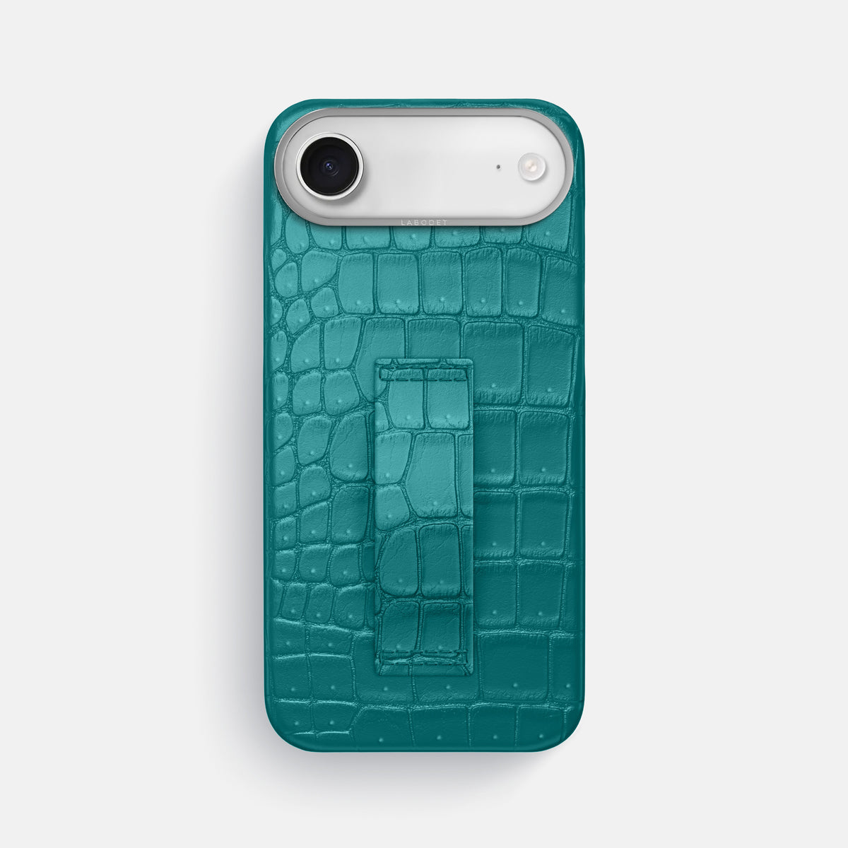 Finger Case For iPhone 17 Air In Porosus Crocodile -1 | Celadon-Steel