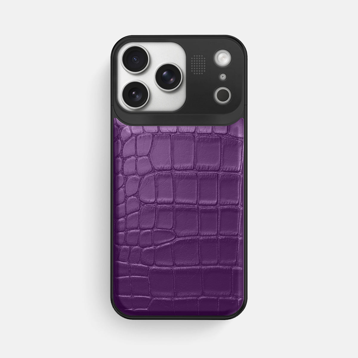Metal Case For iPhone 17 Pro Max In Alligator -1 | Purple-Black