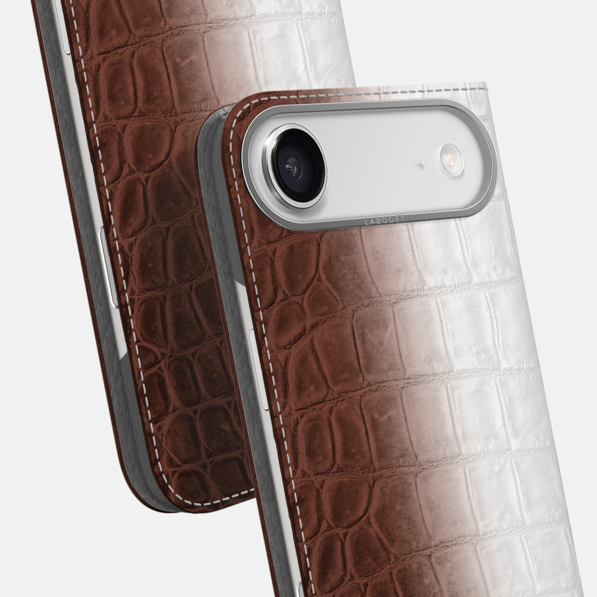 Folio Case For iPhone 17 Air In Himalayan Crocodile -5 | Dark-Brown-Steel