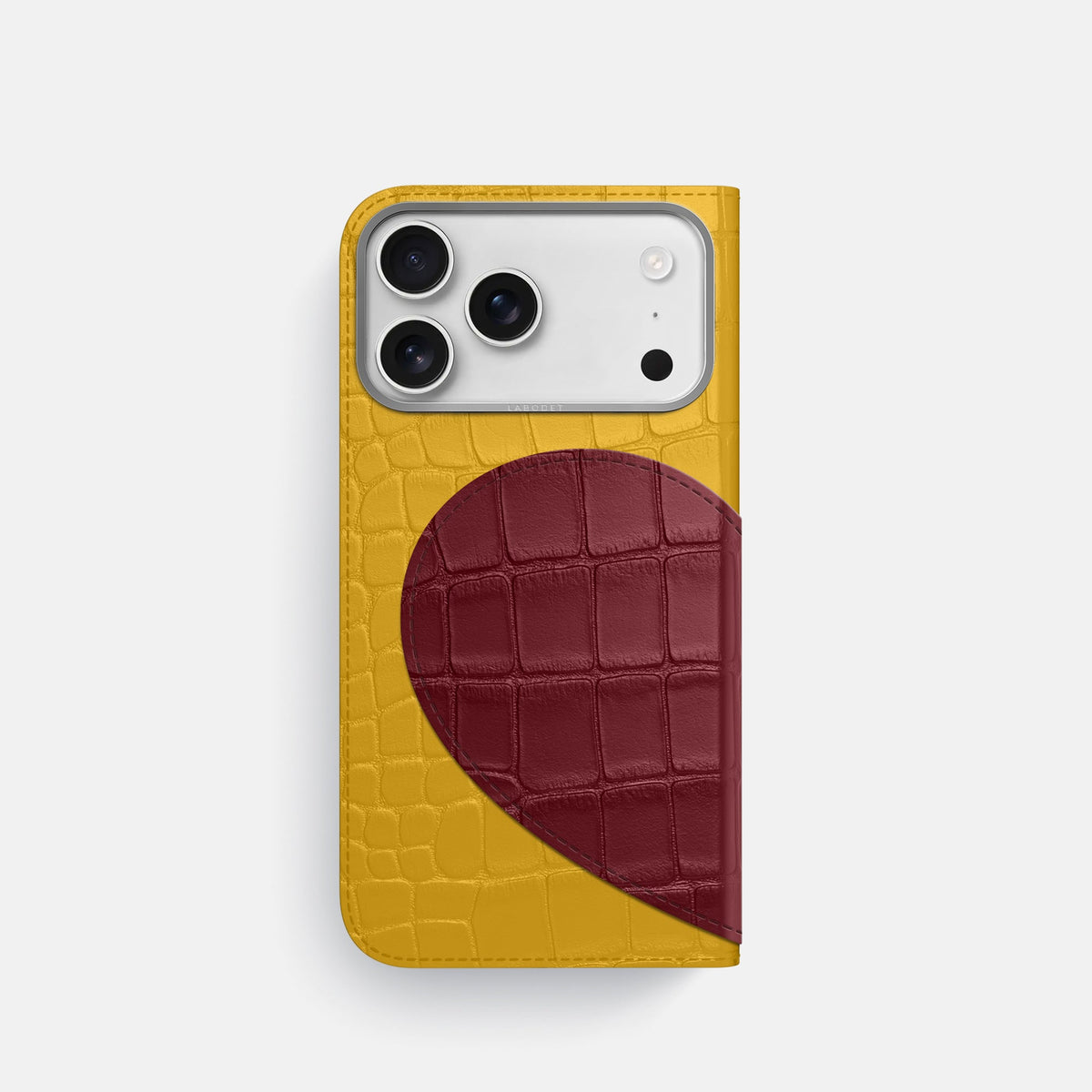 Folio Case With Heart For iPhone 18 Pro In Alligator -3 | Yellow-Steel