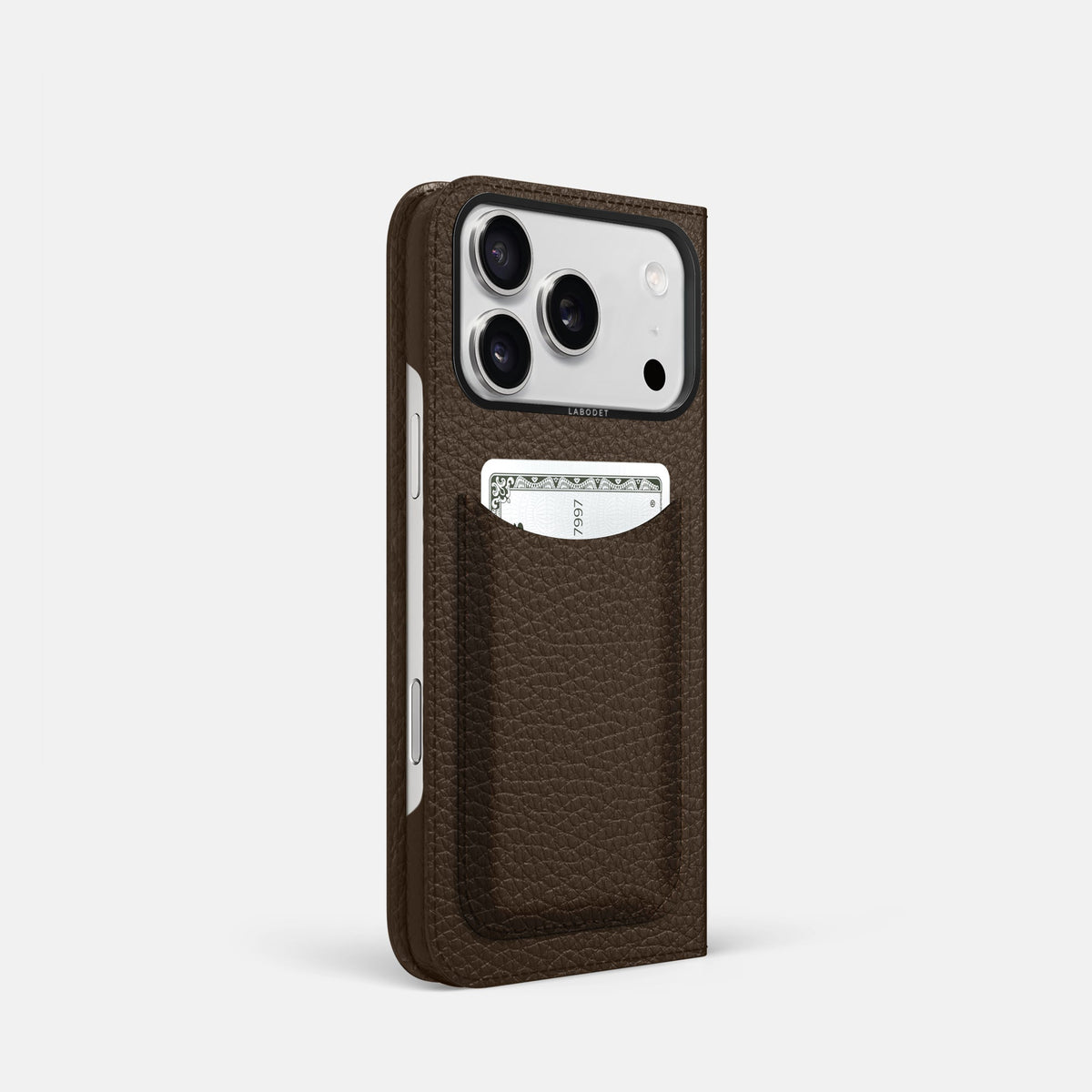 Folio Case with Card For iPhone 18 Pro In Calf -1 | Dark-Brown-Black
