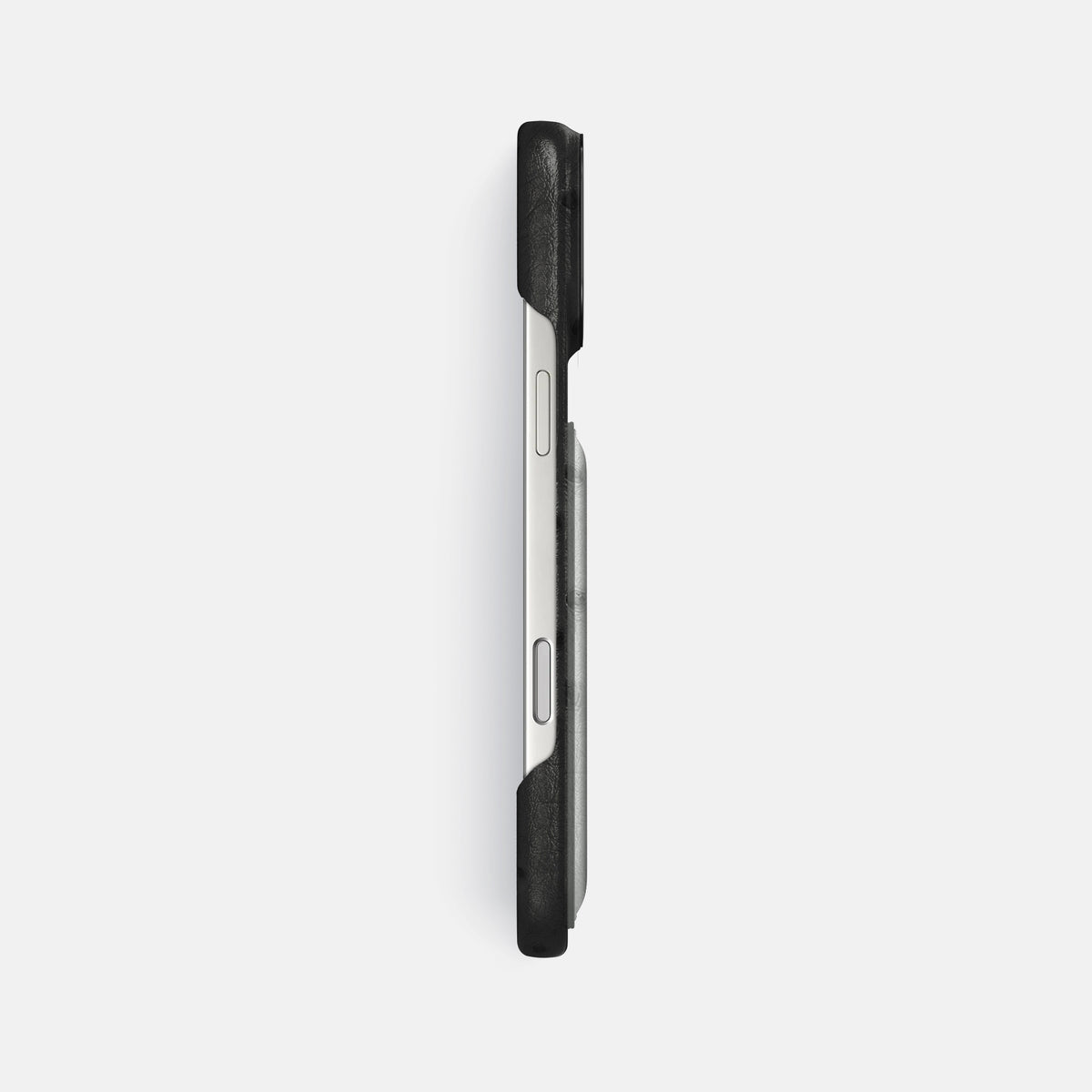 Double Card Case Coloré For iPhone 17 Pro Max In Ostrich -3 | Black-Black