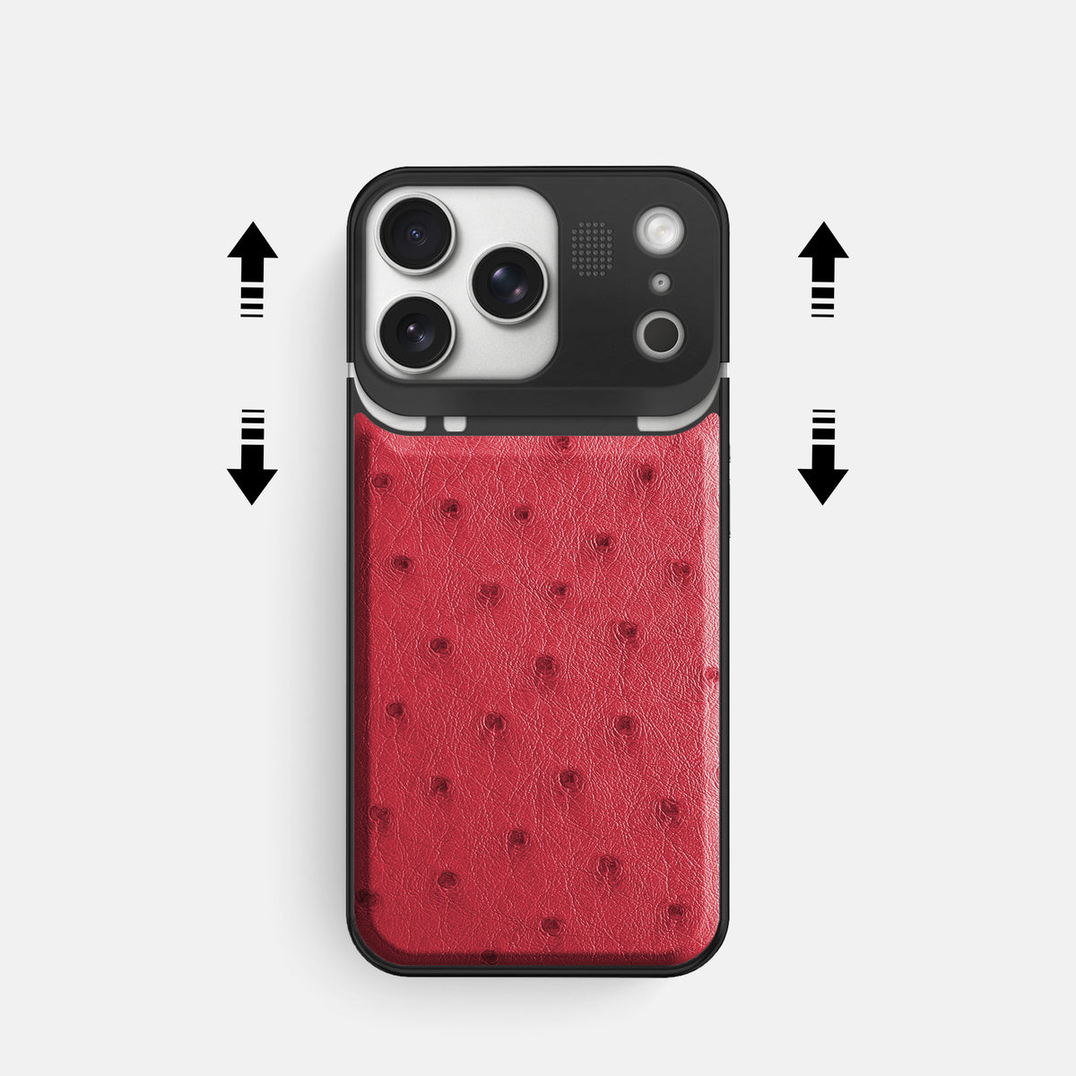 Metal Case For iPhone 17 Pro In Ostrich -2 | Red-Black