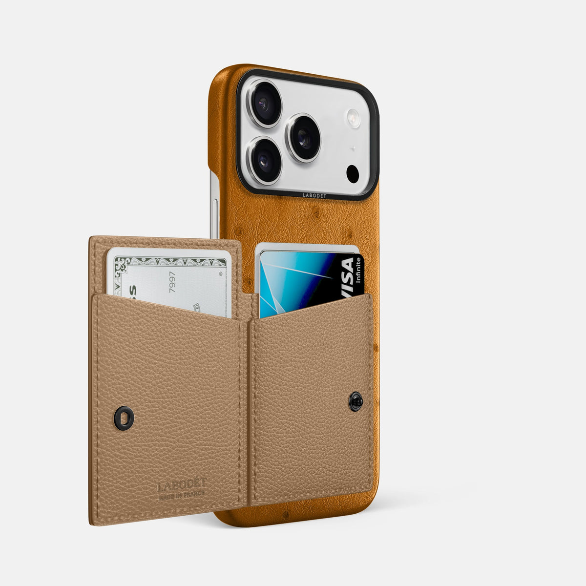 Bi-Fold Case For iPhone 18 Pro Max In Ostrich -2 | Chestnut-Black