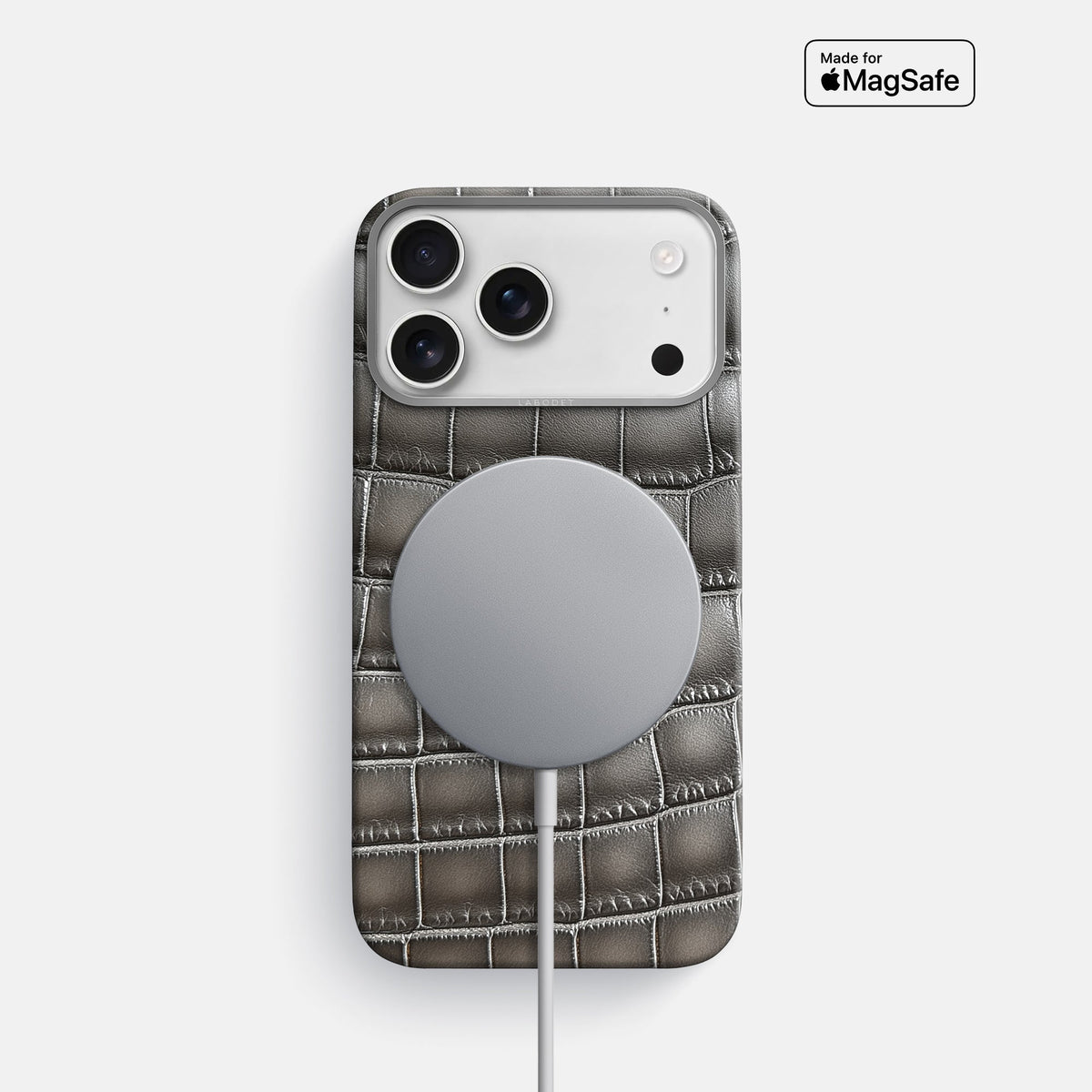 Classic Case For iPhone 18 Pro In Patina Alligator -5 | Grey-Steel
