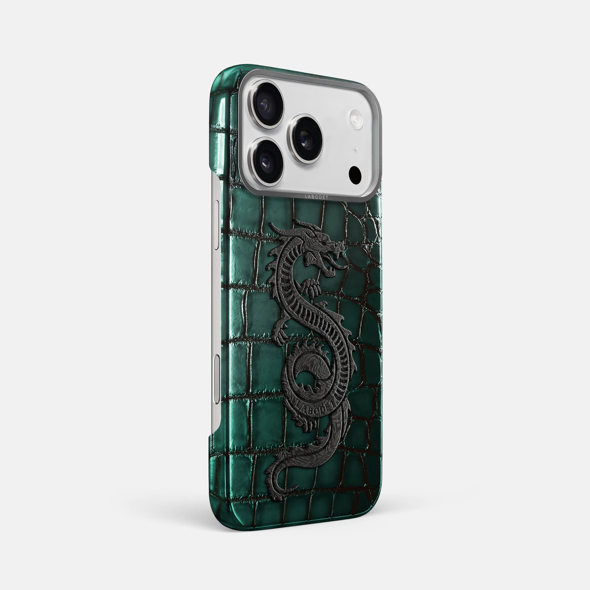 Classic Case With Carbon Dragon For iPhone 18 Pro Max In Patina Alligator -2 | Green-Steel