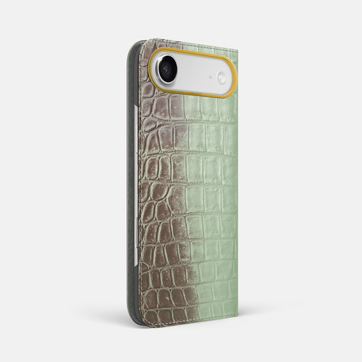 Folio Case For iPhone 17 Air In Himalayan Crocodile -1 | Pistachio-Gold