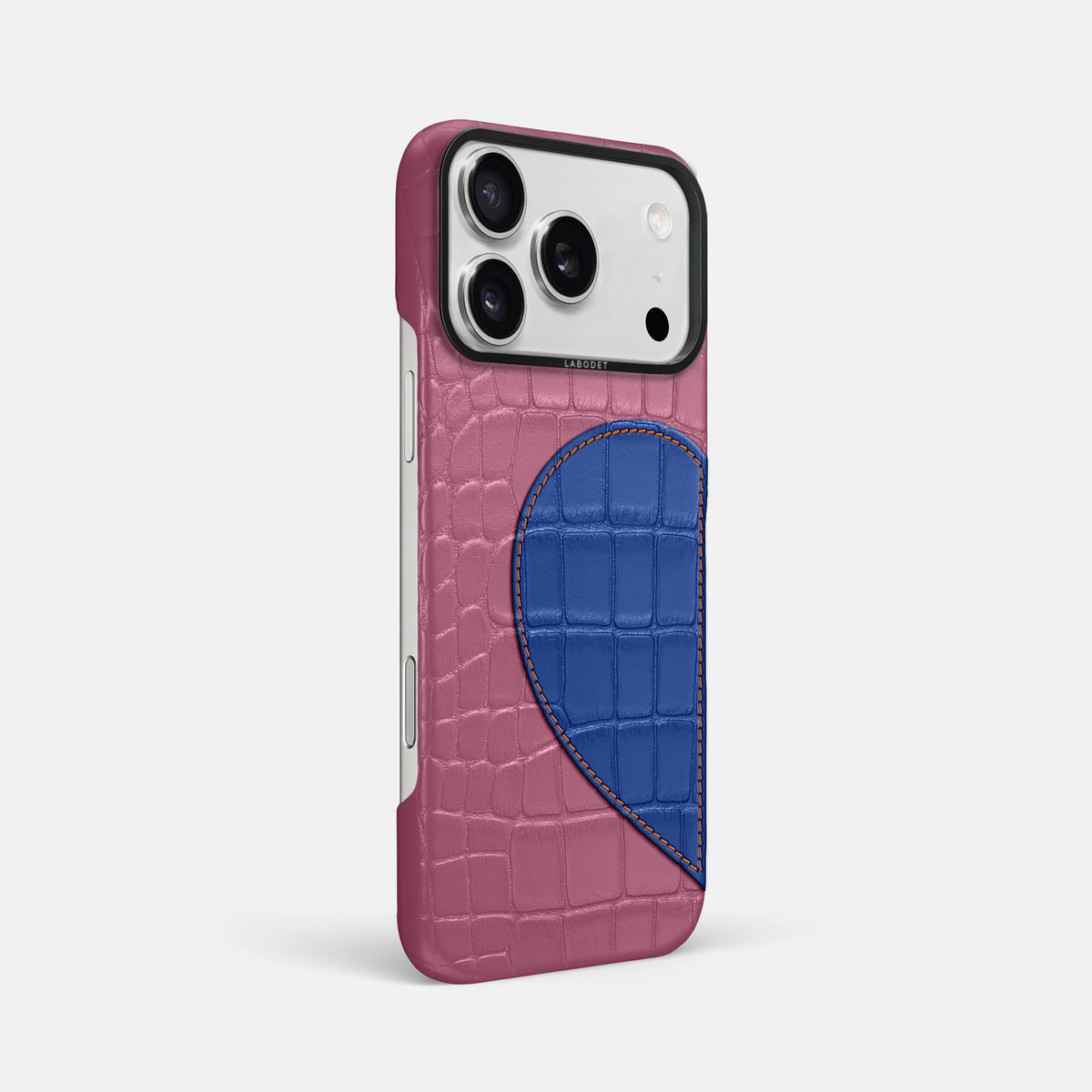 Classic Case With Half Heart - Left For iPhone 17 Pro Max In Alligator -2 | Pink-Lagoon-Black