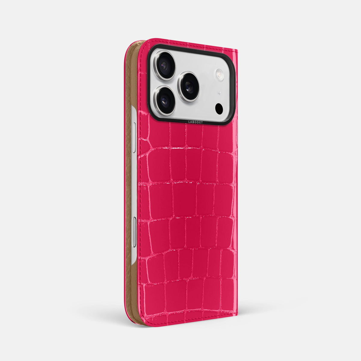 Folio Case For iPhone 18 Pro Max In Shiny Alligator -1 | Pink-Panther-Black