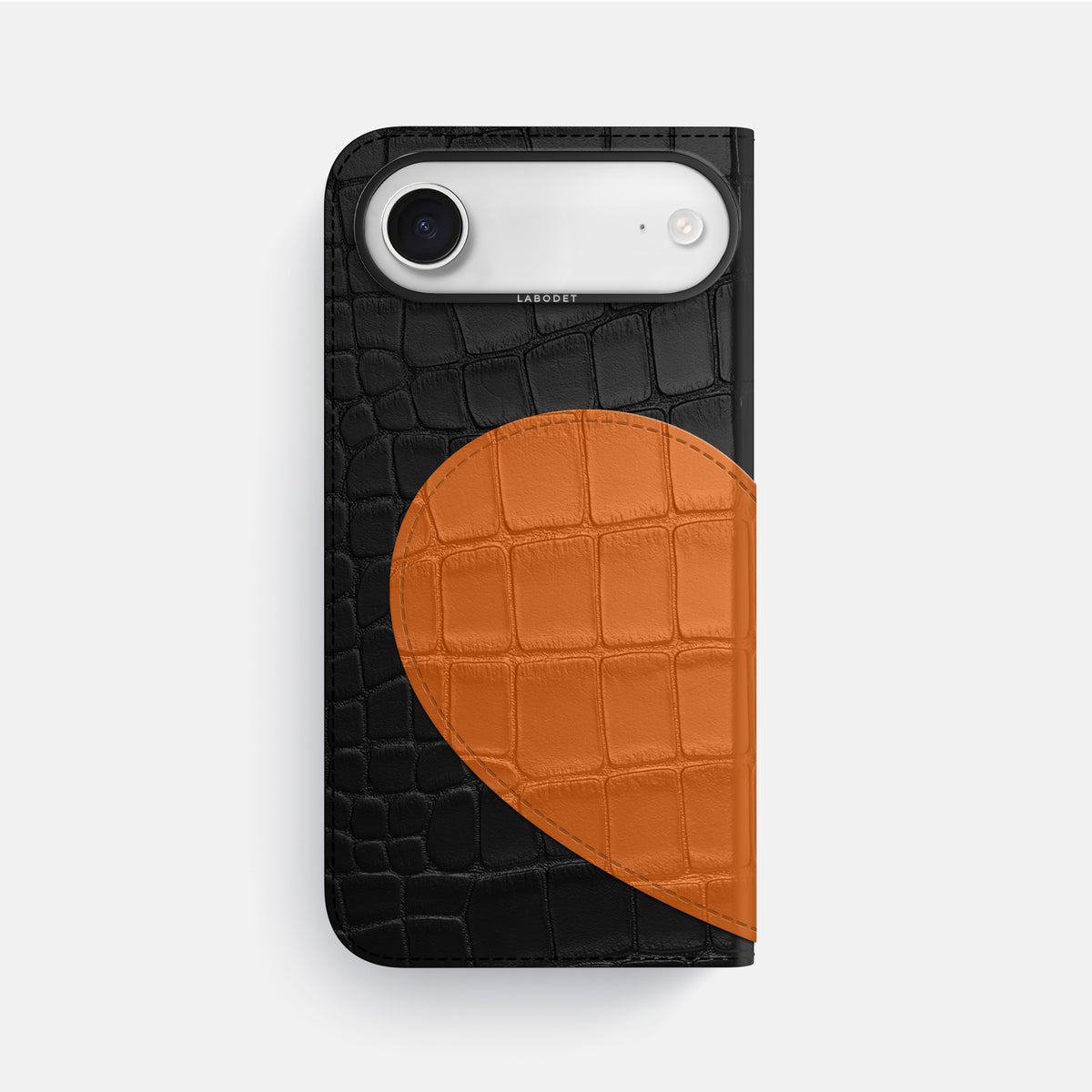 Folio Case With Heart For iPhone 17 Air In Alligator -3 | Black-Black