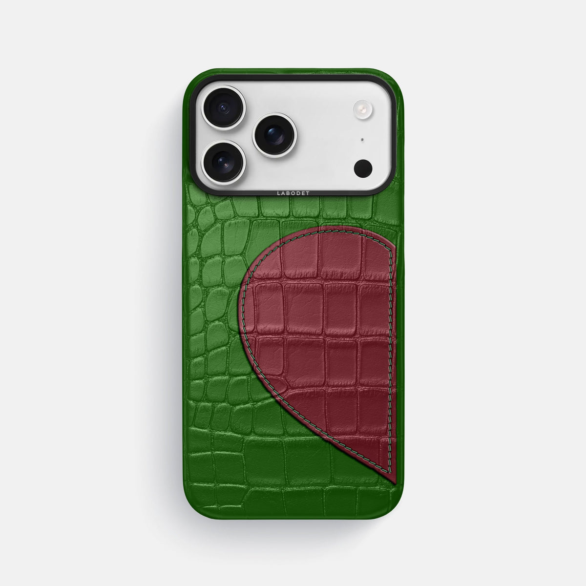 Classic Case With Half Heart - Left For iPhone 18 Pro Max In Alligator -1 | Forest-Green-Black