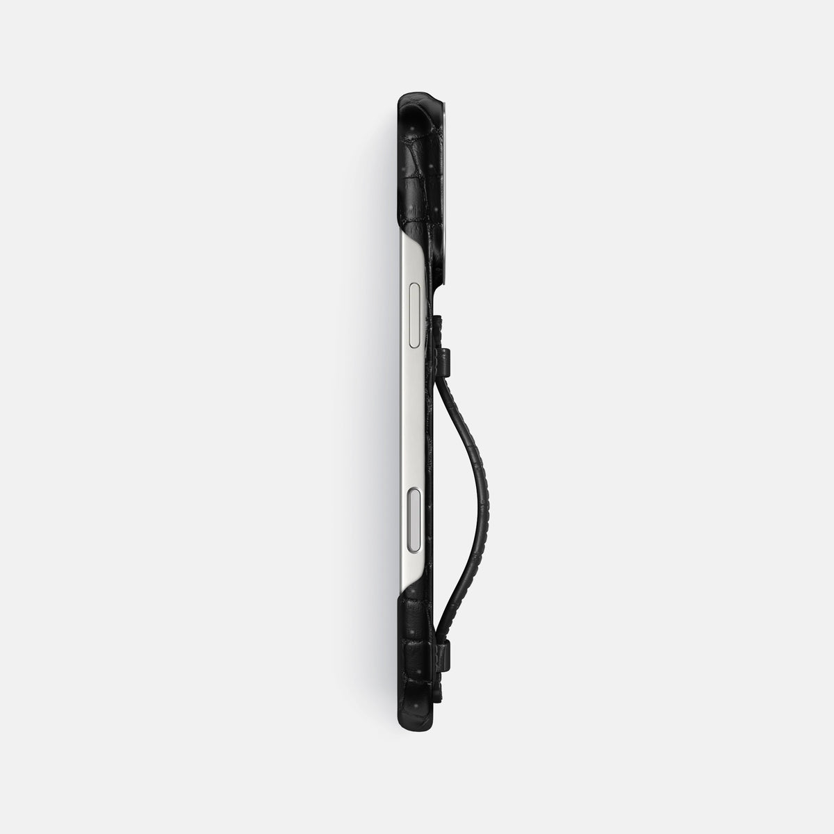 Center Handle For iPhone 17 Pro Max In Porosus Crocodile -2 | Black-Steel