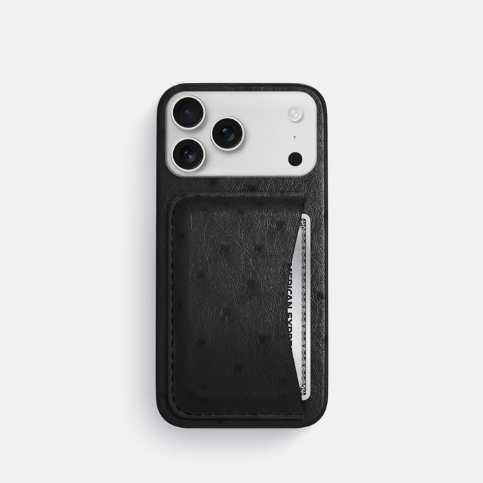 Slim Card Case For iPhone 17 Pro In Ostrich -1 | Black