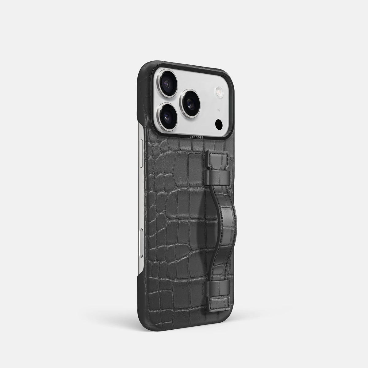 Handle Case For iPhone 18 Pro In Alligator -2 | Grey-Black
