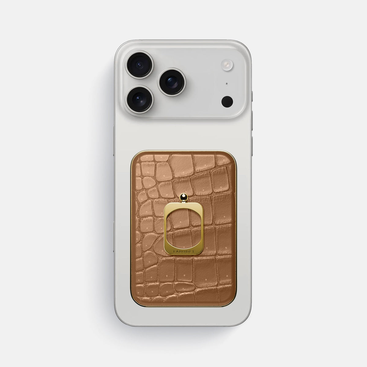 MagSafe Ring For iPhone 18 Pro Max In Porosus Crocodile -2 | Milk-Chocolate-Gold